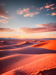 Winter desert flat with pastel sunset cinematic.