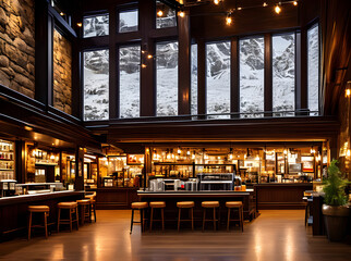 Cozy coffee shop with beautiful interior design.