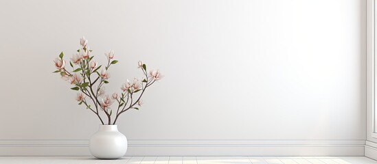 illustration of Scandinavian interior design white room with flower