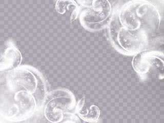 The effect of a fabulous magical winter snowstorm. Christmas snow background. Wind swirl with snowflakes and shimmering effects. Snow storm concept. Vector