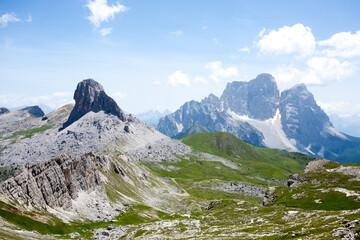 Fototapeta na wymiar Dolomites range landscape. Pelmo mount view