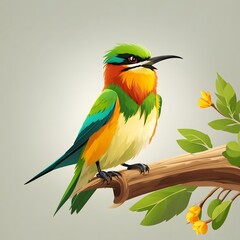 Obraz premium Colorful Bee-eater Bird Bee eater Perched on Branch AI Generative