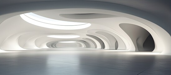 Fototapeta premium illustration of a spacious hall with abstract architectural elements and a minimalist design