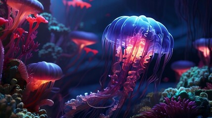 Jellyfish in abyss
