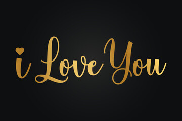 Obraz premium I love you lettering with gold color vector illustration.