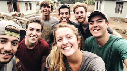 The group of travelers shared an experience of volunteering together.