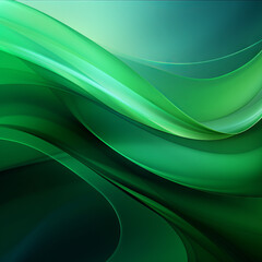 Naklejka premium Green background with smooth lines, abstract artwork