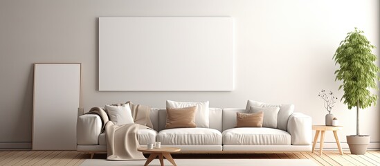 Create of Scandinavian style poster frame in modern living room