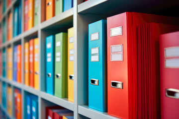 Cabinets With Colorful Folders And Files. Office Background Concept. Ai Generated
