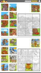 jigsaw puzzle games set with wild animal characters