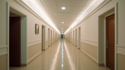 Interior of an empty corridor in a hospital 