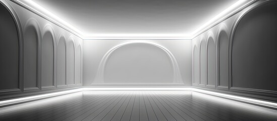 of a corridor with modern interior design and empty room background