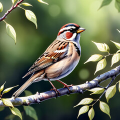 Brown bird perched on a branch in the forest