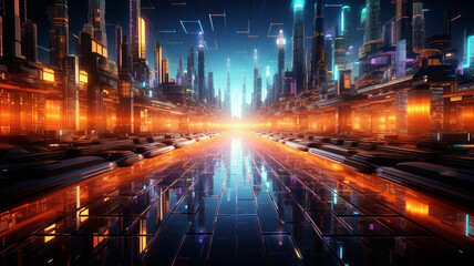 Fototapeta na wymiar Matrix, the future is a virtual world created on the computer