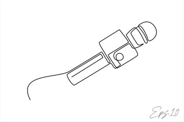 wired microphone continuous line art drawing	
