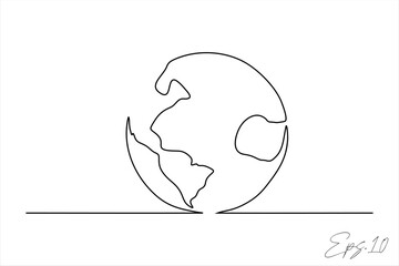 world continuous line art drawing