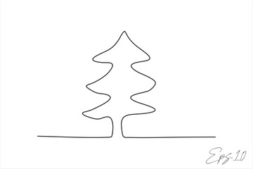 pine tree continuous line art drawing