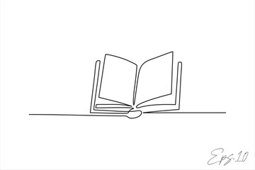 continuous line art drawing of book