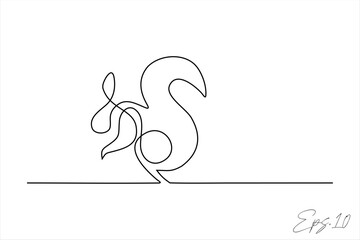 continuous line art drawing of squirrel