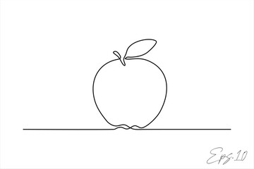 continuous line art drawing of apple fruit