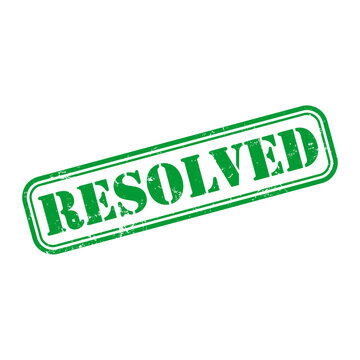 Resolved stamp icon. Resolved green ink stamp. Resolved rubber grunge stamp vector icon