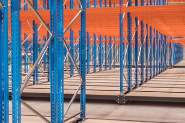 Steel rack in a new warehouse