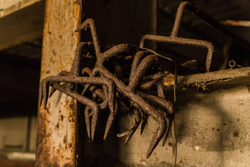 Rusty iron nails bracket fastener clips