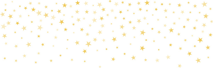 Gold stars vector background, sparkling Christmas confetti falling isolated on white. Magic shining flying golden stars glitter backdrop, sparkle border