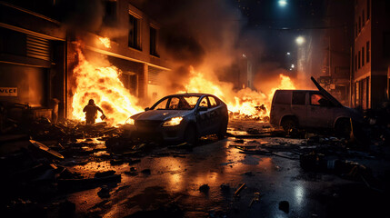 riot and portest at a demonstration 