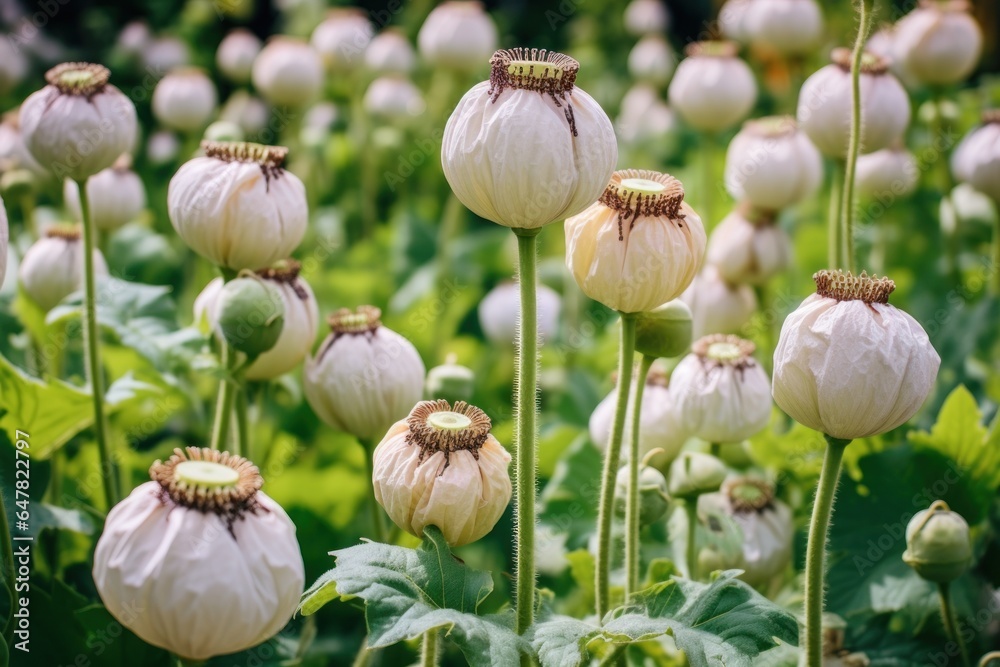 Poster a beautiful field of white flowers with vibrant green leaves. perfect for adding a touch of nature t