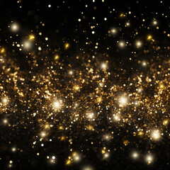 Obraz na płótnie Canvas Golden glitter sparkle effects on black background
