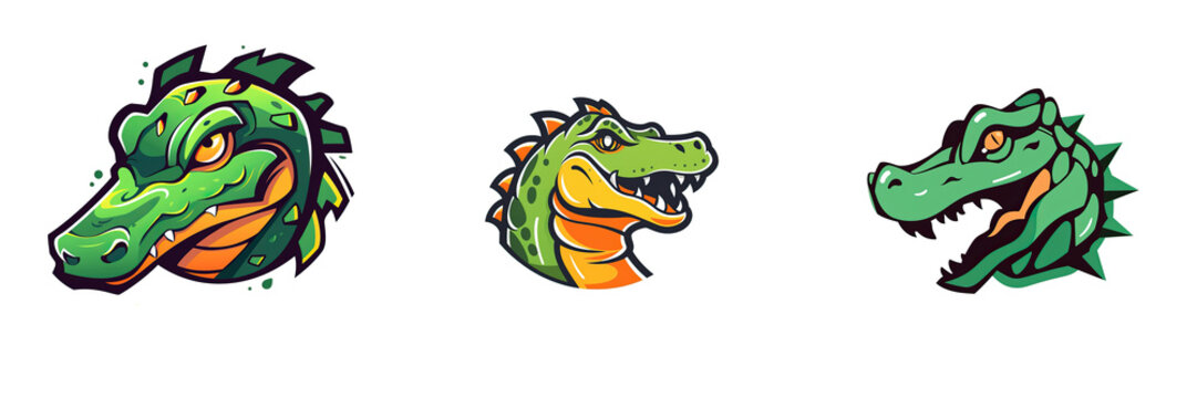 Alligator and crocodile logo 2D