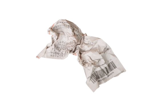 a crumpled shop receipt