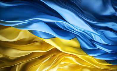 Fluttering flag of Ukraine close-up of the flag of Ukraine. 