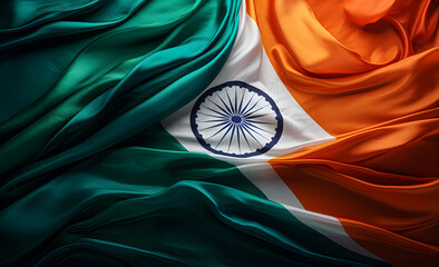 3d illustration of fluttering flag of India texture.  - Powered by Adobe