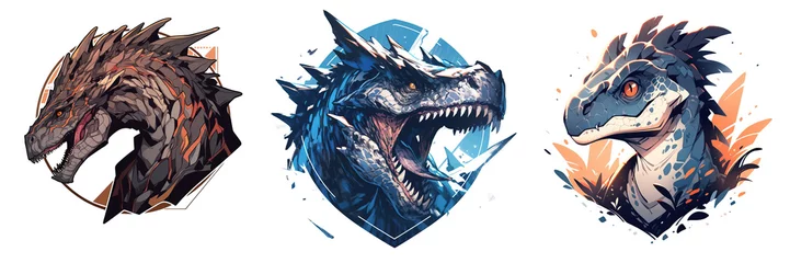 Gordijnen Dinosaur Logo 2D © Serhii
