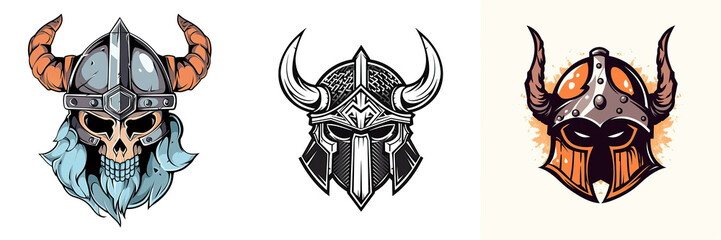 Battle Helmet Warrior Viking Logo 2D