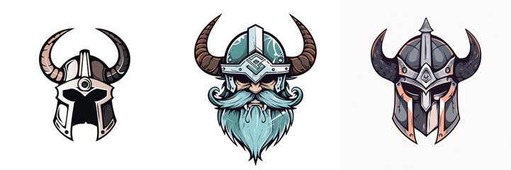 Battle Helmet Warrior Viking Logo 2D