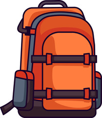 Naklejka premium Backpack Vibrant Flat Picture. Perfect for different cards, textile, web sites, apps 