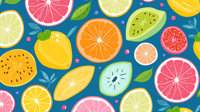 nature textured jackfruit fruits seamless patter, vivid color background