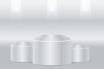 
Realistic Detailed 3d Round Stage Podium Empty Template Mockup Set. Vector illustration of Blank Pedestal Platform