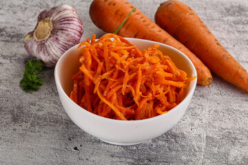 Korean carrot salad in the bowl