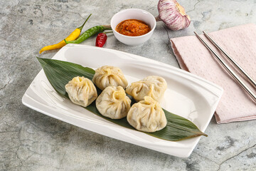 Chinese traditional steamed dumpligs momo