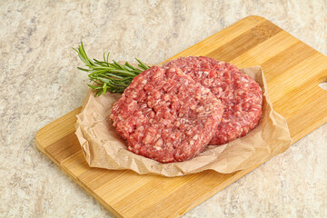 Raw beef burger cutlet for grill