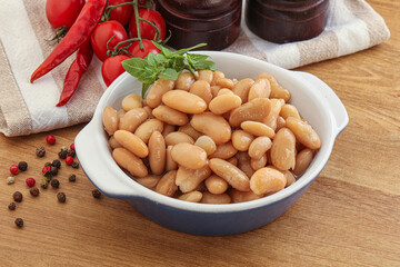 Whinte canned kidney beans in the bowl