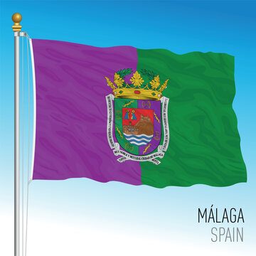 Malaga city waving flag, Spain, Europe, vector illustration