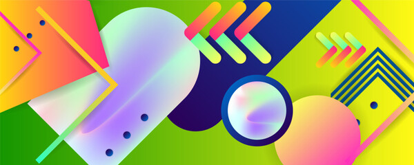 Holographic Surrealism New Abstract 3D bright juicy Risoprint abstract fluid creative banner, trendy bright neon colors with dynamic lines