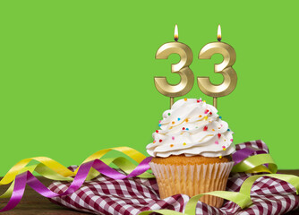 Birthday Cake With Candle Number 33