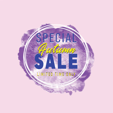 Special autumn sale watercolor colorful bruses with hand made art banner design