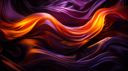 An abstract background with vibrant wavy lines in purple and orange